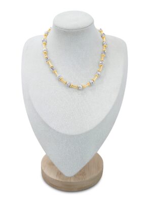 Dual Tone Barrel Link Necklace