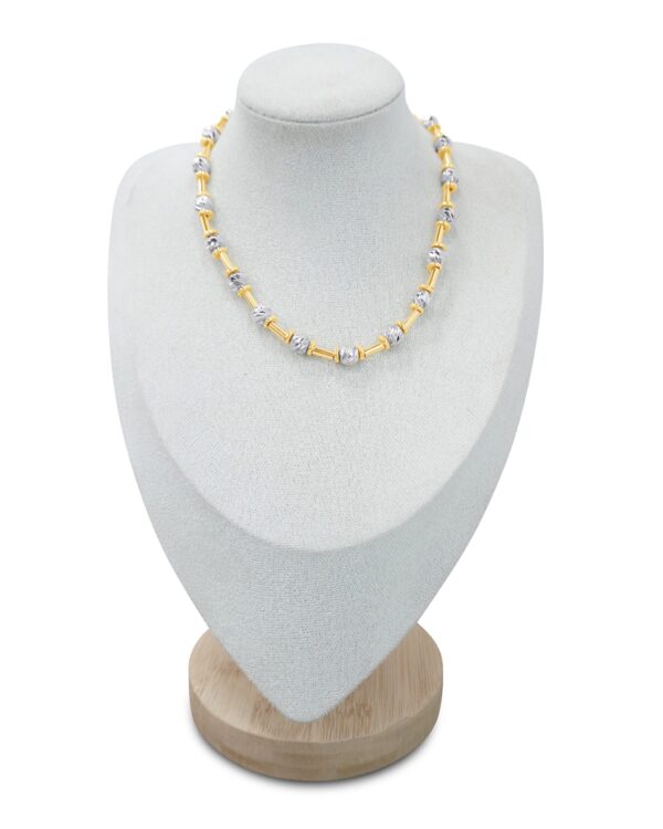 Dual Tone Barrel Link Necklace