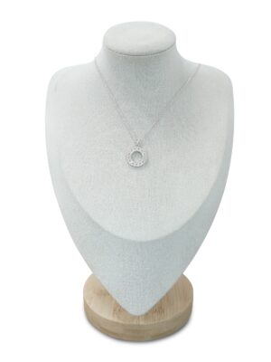 Silver Circular Pendant Necklace with Crystal Accents