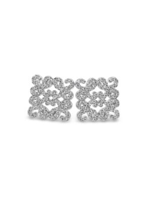 Ornate Silver Floral Stud Earrings