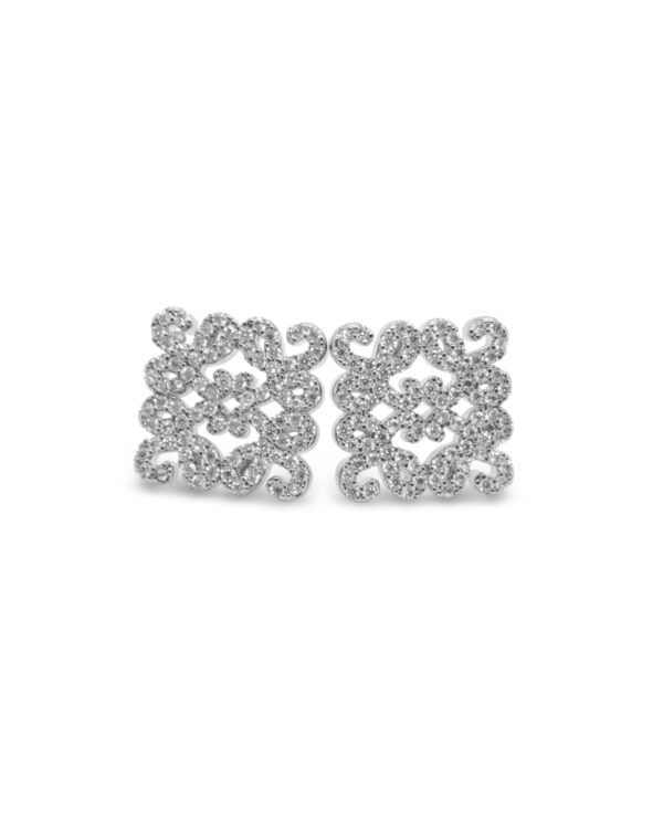 Ornate Silver Floral Stud Earrings