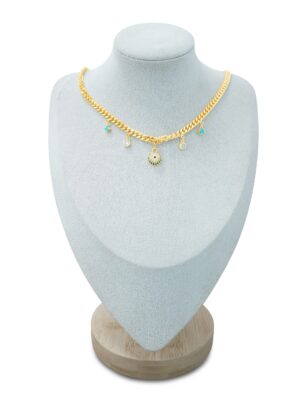 Gold Chain Necklace with Gemstone Charms