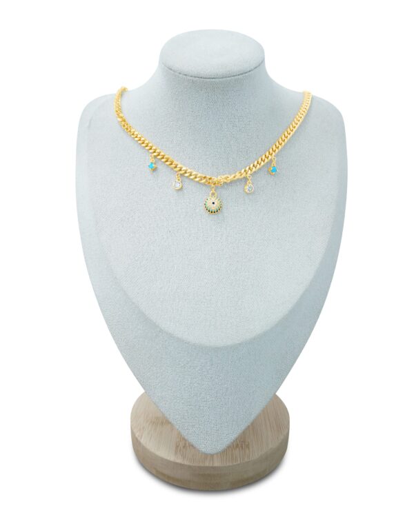 Gold Chain Necklace with Gemstone Charms