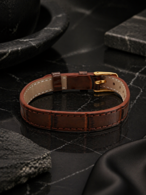 Brown Faux Leather Buckle Bracelet