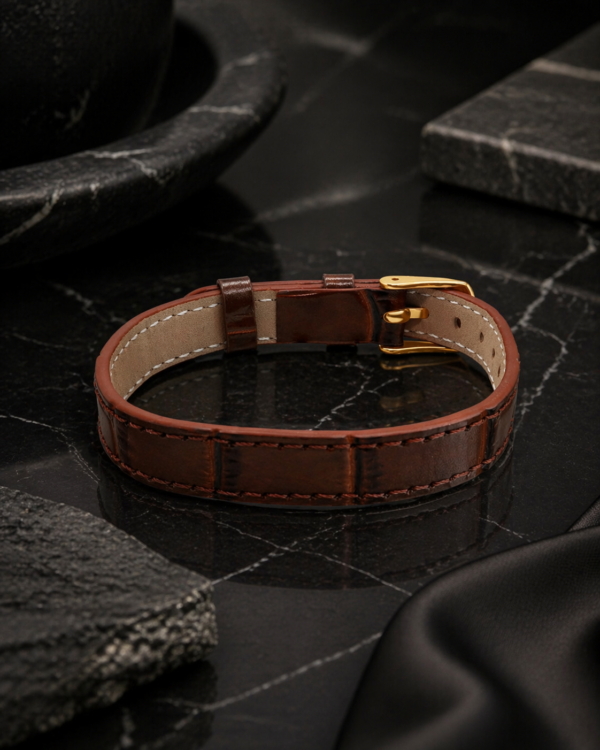 Brown Faux Leather Buckle Bracelet