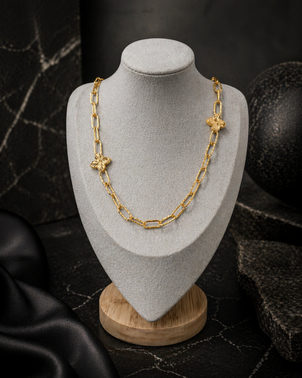 Butterfly Accent Link Necklace