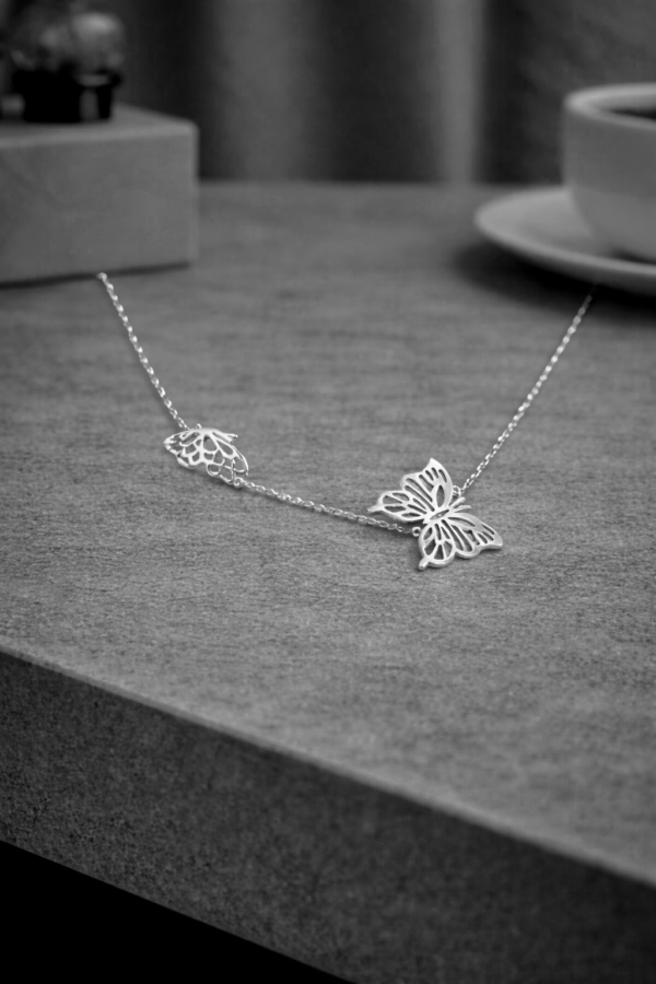 Silver Butterfly Outline Necklace