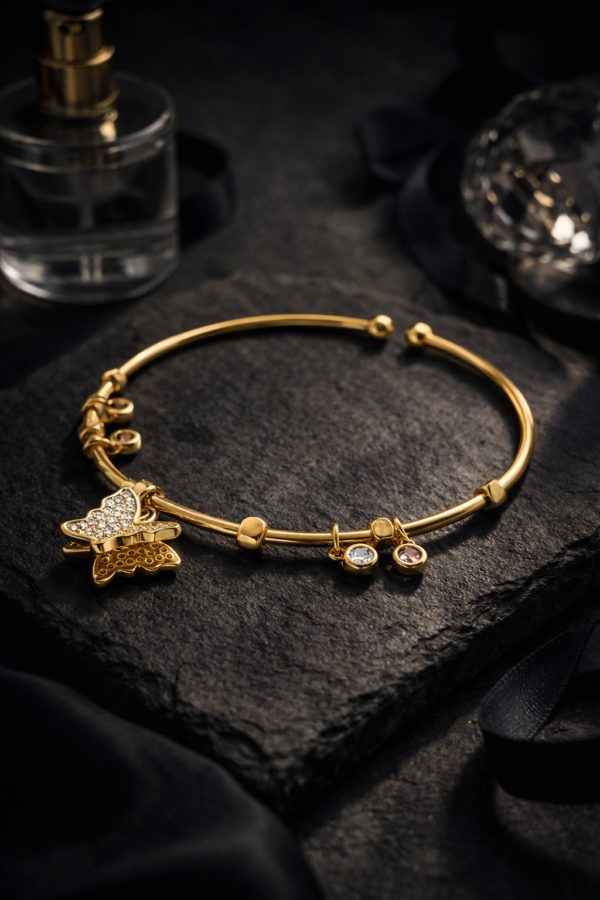 Butterfly Charm Bangle Bracelet