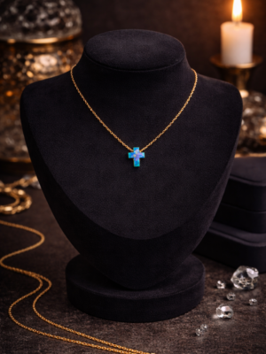 Blue Opal Cross Necklace