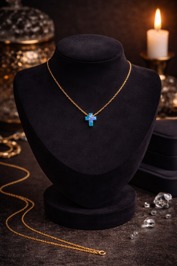 ChatGPT Image Mar 27, 2026 at 11_41_14 PM Blue Opal Cross Necklace