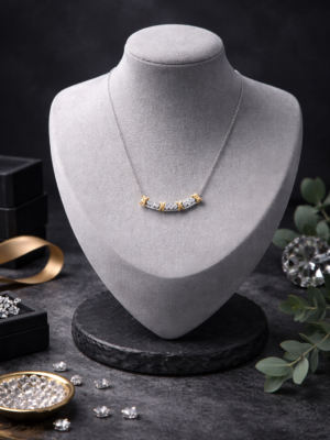 "Lustre Link" Silver & Gold Pendant Necklace