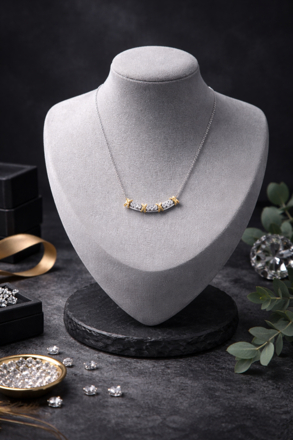 "Lustre Link" Silver & Gold Pendant Necklace