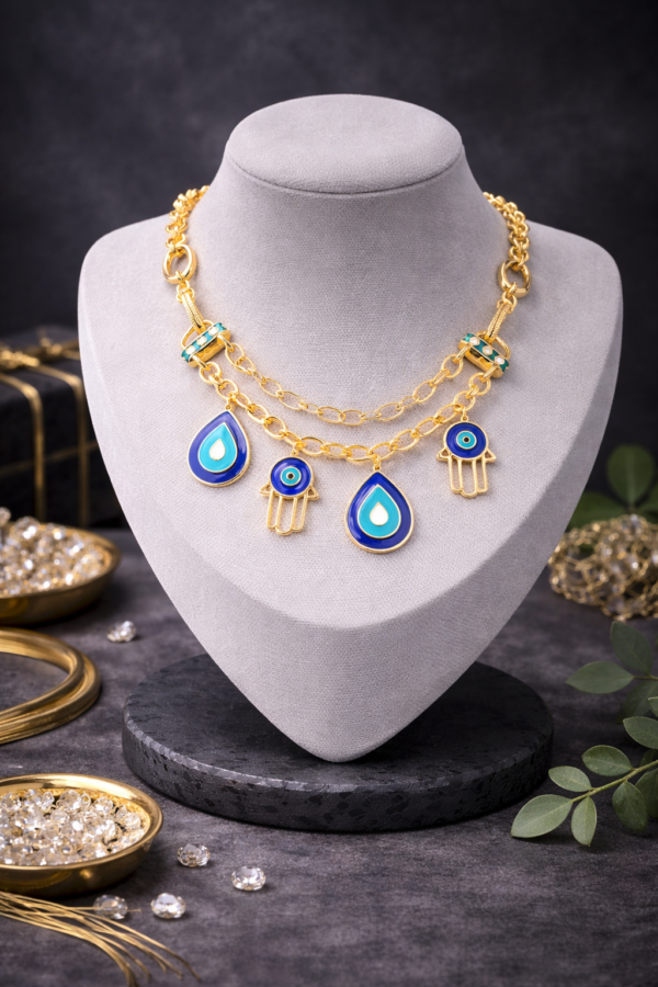 Dual Chain Charm Pendant Necklace