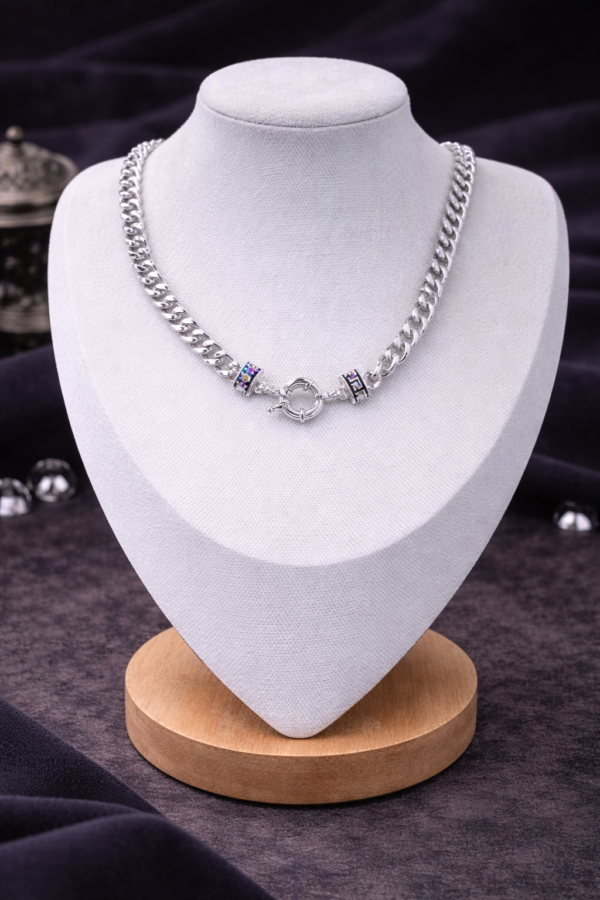 ChatGPT Image Mar 31, 2026 at 01_19_53 PM Silver Chunky Chain Necklace with Multicolor Accent