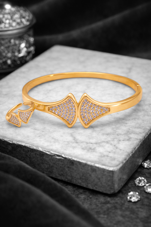 Twin Fan Pavé Bracelet and Ring Set