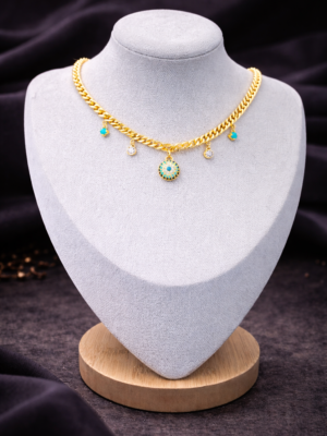Gold Chain Necklace with Gemstone Charms