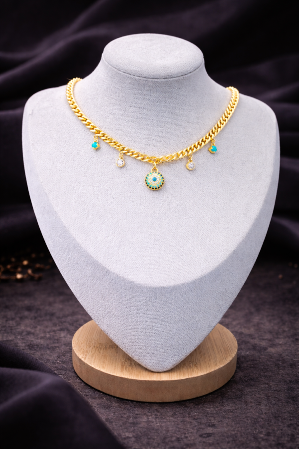 Gold Chain Necklace with Gemstone Charms
