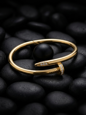 Crystal-Studded Nail Cuff Bracelet