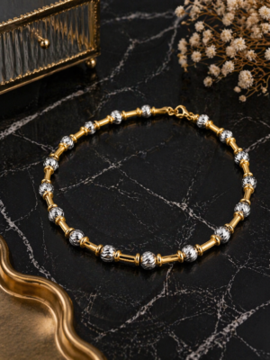 Dual Tone Barrel Link Necklace