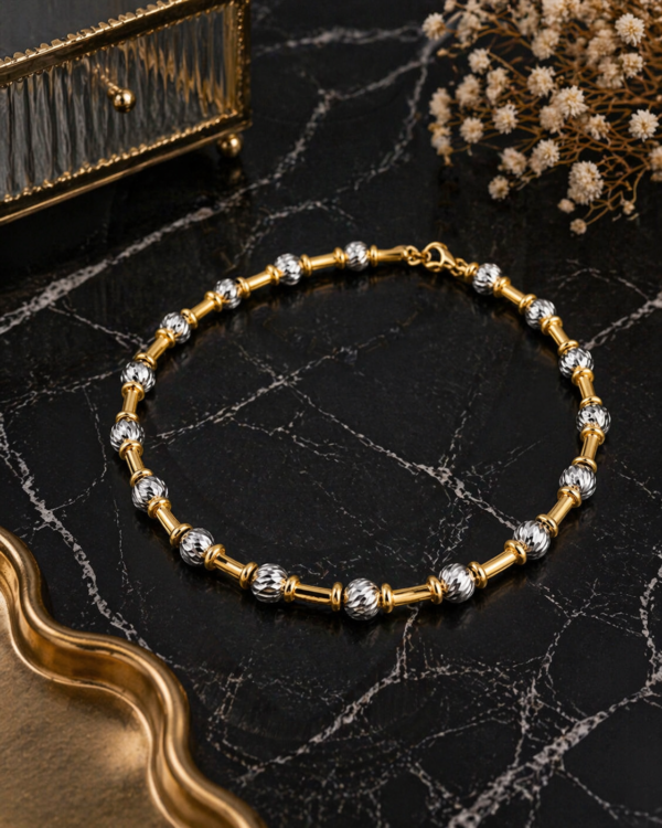 Dual Tone Barrel Link Necklace
