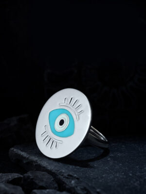 Silver Evil Eye Emblem Ring